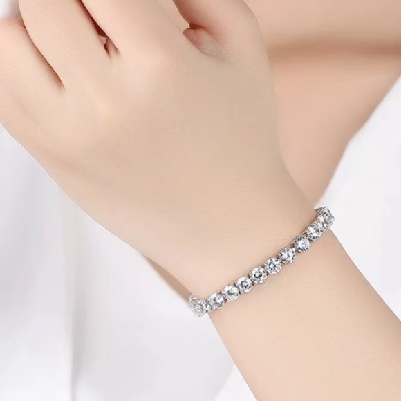 NEW TENNIS BRACELET DIAMOND 925 STERLING SILVER, NICE BRACELET, CUTE BRACELET - Picture 3 of 6
